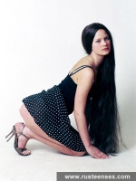 Cute teen brunette licks her dildo