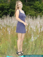 Teen blonde outdoor striptease