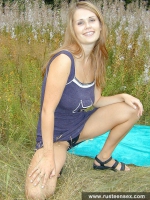 Teen blonde outdoor striptease