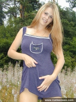 Teen blonde outdoor striptease