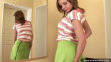 Russian teen blonde fingers her shaved pussy