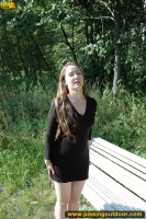 Teen pisses on a park bench