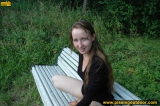 Teen pisses on a park bench