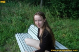 Teen pisses on a park bench