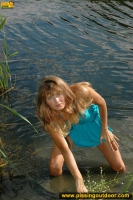 Pissing in the lake in a summer day