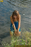 Pissing in the lake in a summer day