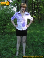 Summer outdoor pissing fun behind the tree