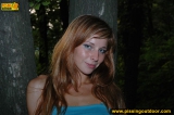 Outdoor pissing in the night of teen redhead girl