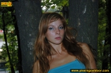 Outdoor pissing in the night of teen redhead girl