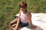 Brit babe suns her twat