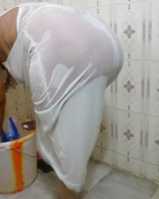 Indian wife having shower