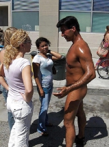Women and cock in public (CFNM fun)