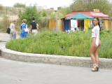 Bottomless and hairy walk in publik