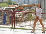 Bottomless and hairy walk in publik