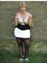 mature slut deb shows tits outdoors