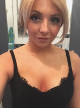 Cute blonde selfiestick teen - having fun with her new gadge