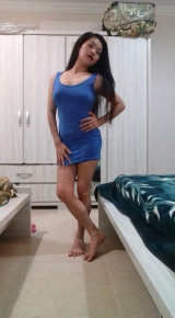 Sheraine Pornstar Looking Hot Blue Short Dress