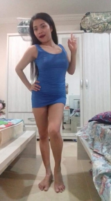 Sheraine Pornstar Looking Hot Blue Short Dress