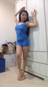 Sheraine Pornstar Looking Hot Blue Short Dress