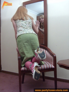 Pink nylon pantyhose blonde - N