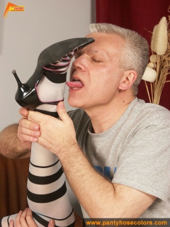 Striped pantyhose hardcode fetish - N