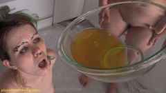 Two sluts playing and drinking their piss - N