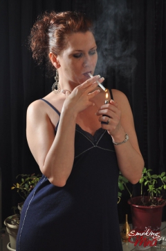 Sexy Smoking Mina in blue dress stripping - N