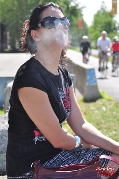 Redhead Mina in her sunglasses sexy smoking on a sunny day - N