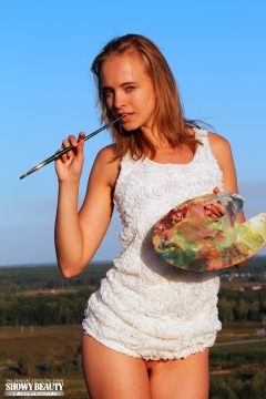 Horny beauty outdoor - N