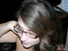 Glasses Wearing Brunette Spreads Ass - N