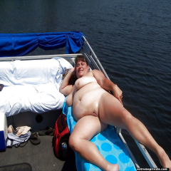 Mature nudist mothers on their boat - N