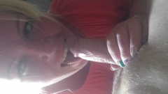 Blonde slut deapthroats cock - N