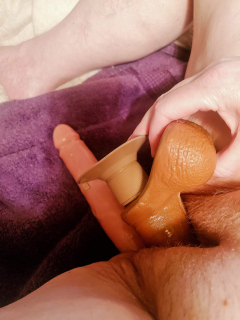 Beautiful old saggy wife in purple fuckin herself - N