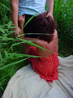 my wife with youngboy outdoor blowjob - N