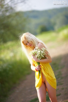 Teen strips outdoors - N