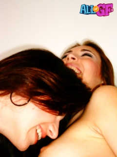 Lesbian girlfriends pet each - N