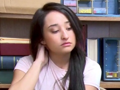 brunette-teen-pays-security-with-cumshot