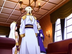 Titan dominates bride in bed after erotic anime feast