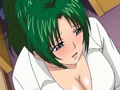 Green haired hentai girl gets ass slapped