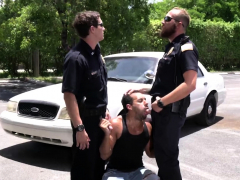 Suspect is taken and banged by gay cops against the car hood