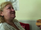 He picks up and fucks her fat hairy old cunt