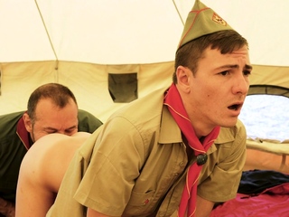 Stern hairy daddy barebacks hot innocent lad in tent