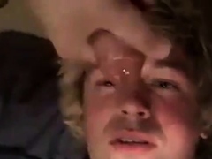 Fucking the twink's mouth and cumming on his face