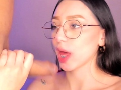 Nerdy Teen Gets Her Mouth Stuffed with Hard Dick