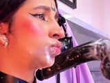 Brunette and her toys have close up masturbation sex
