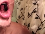 Hungry Tranny slave swallow Cum and Piss cocktail.