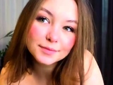 Small titted brunette teen fingering on the bed