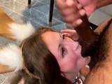 Hot brunette slut for extreme amateur pov blowjob