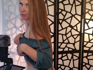 Ginger ASMR - Scratching and Wetting My Top for Relaxation