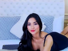 Cute curly brunette solo webcam masturbation